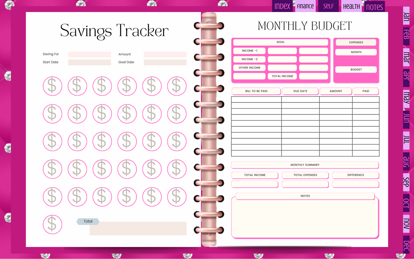 2024 Pretty in Pink Digital Planner Download for Your Tablet or Print It