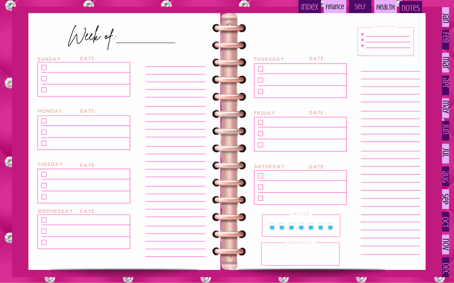 2024 Pretty in Pink Digital Planner Download for Your Tablet or Print It