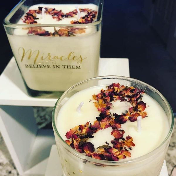 Heart Shaped Chamomile and Rose Candle