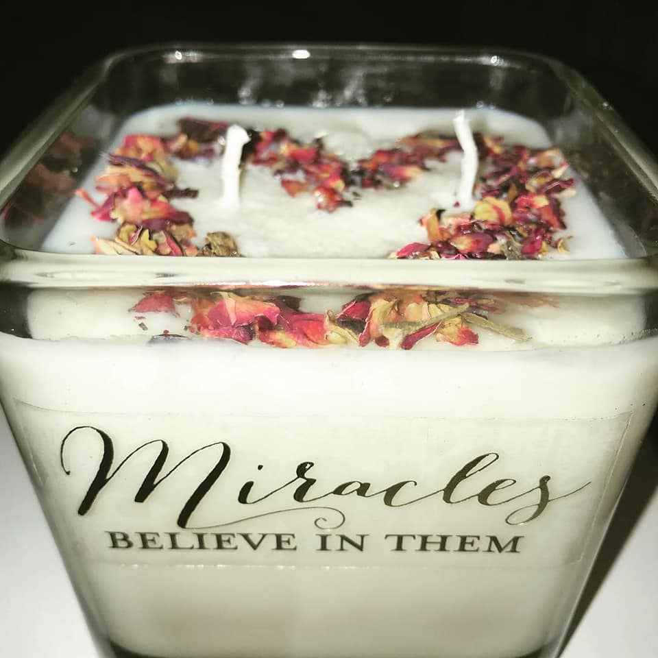 Heart Shaped Chamomile and Rose Candle