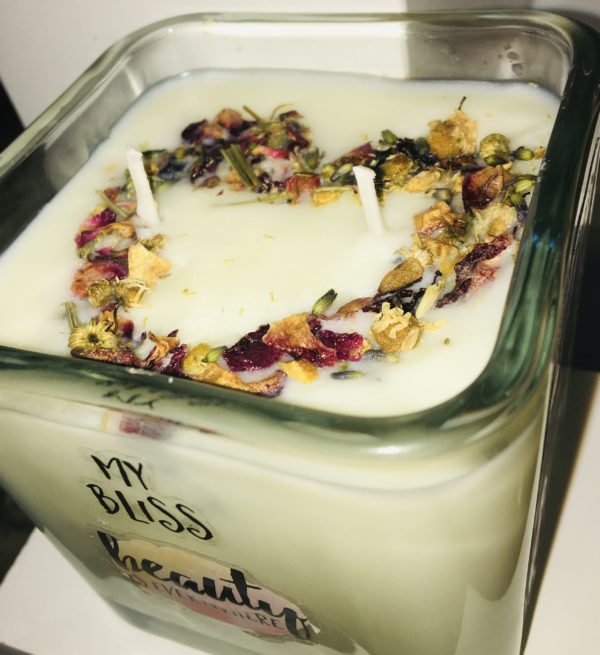 Heart Shaped Chamomile and Rose Candle