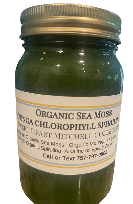 Organic Sea Moss Moringa Chlorophyll Spirulina Gel 16 oz