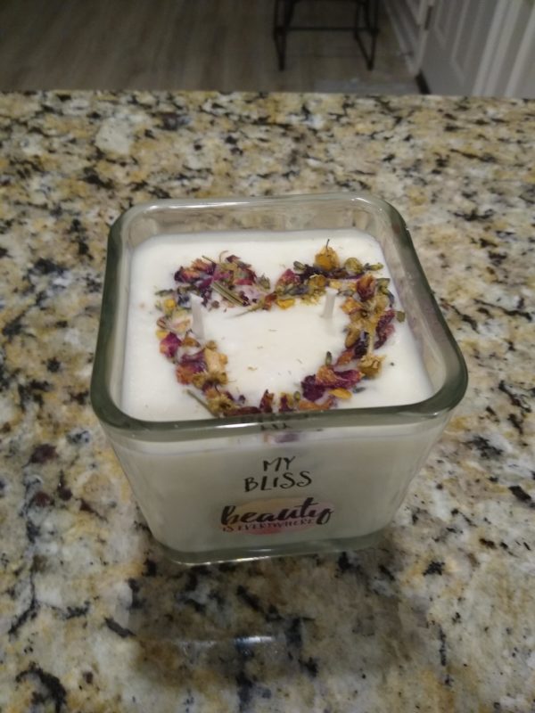 Heart Shaped Chamomile and Rose Candle